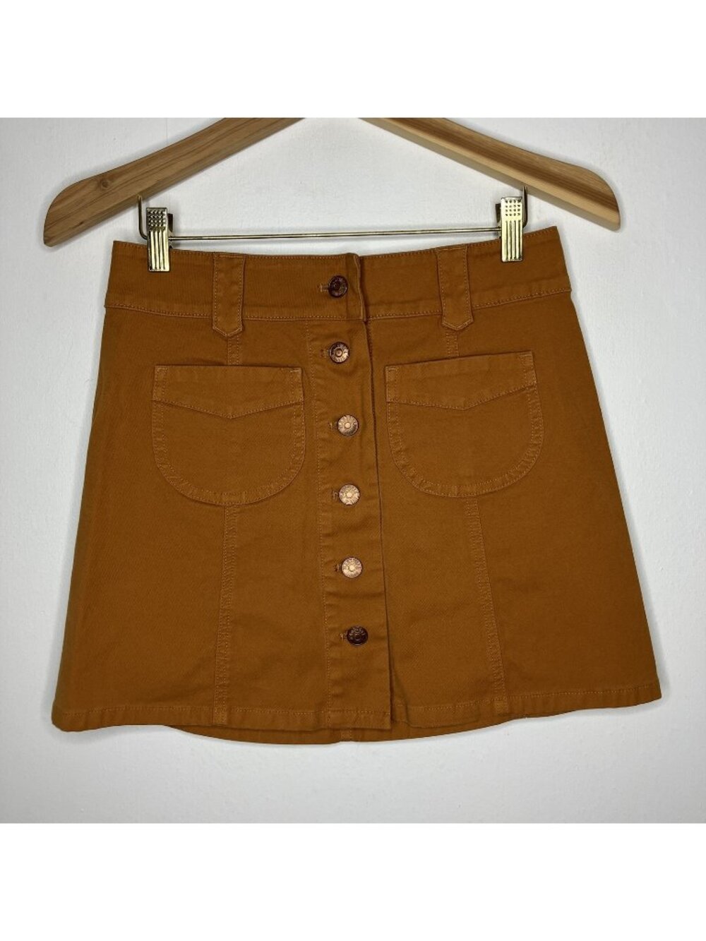 Madewell Rust Button Front Mini Skirt Women's Size 0 Pockets